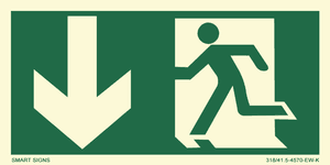 Huvudbild Springande man - Pil ner till v&auml;nster, Aluminium, V&auml;lj storlek